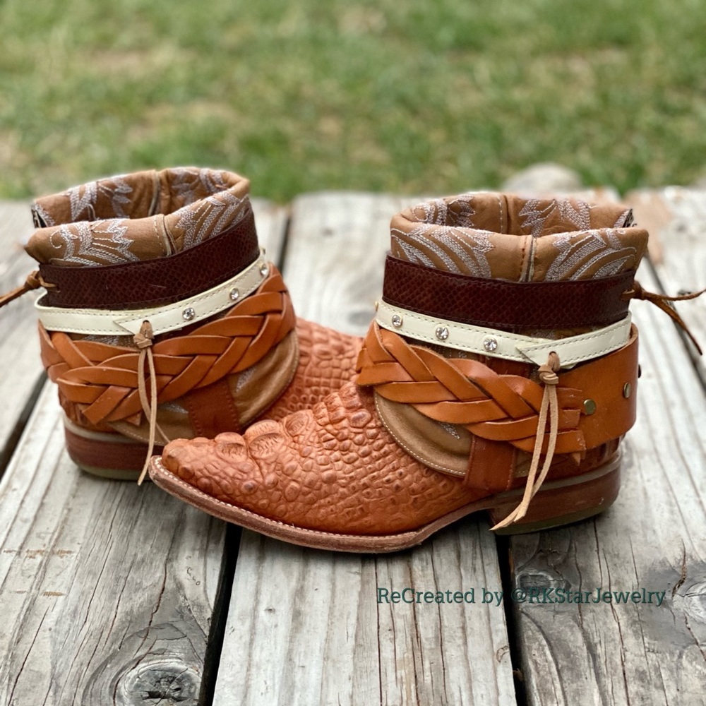 Size 5 Tan Ankle Bootie Cowboy Boots Cowgirl boots
